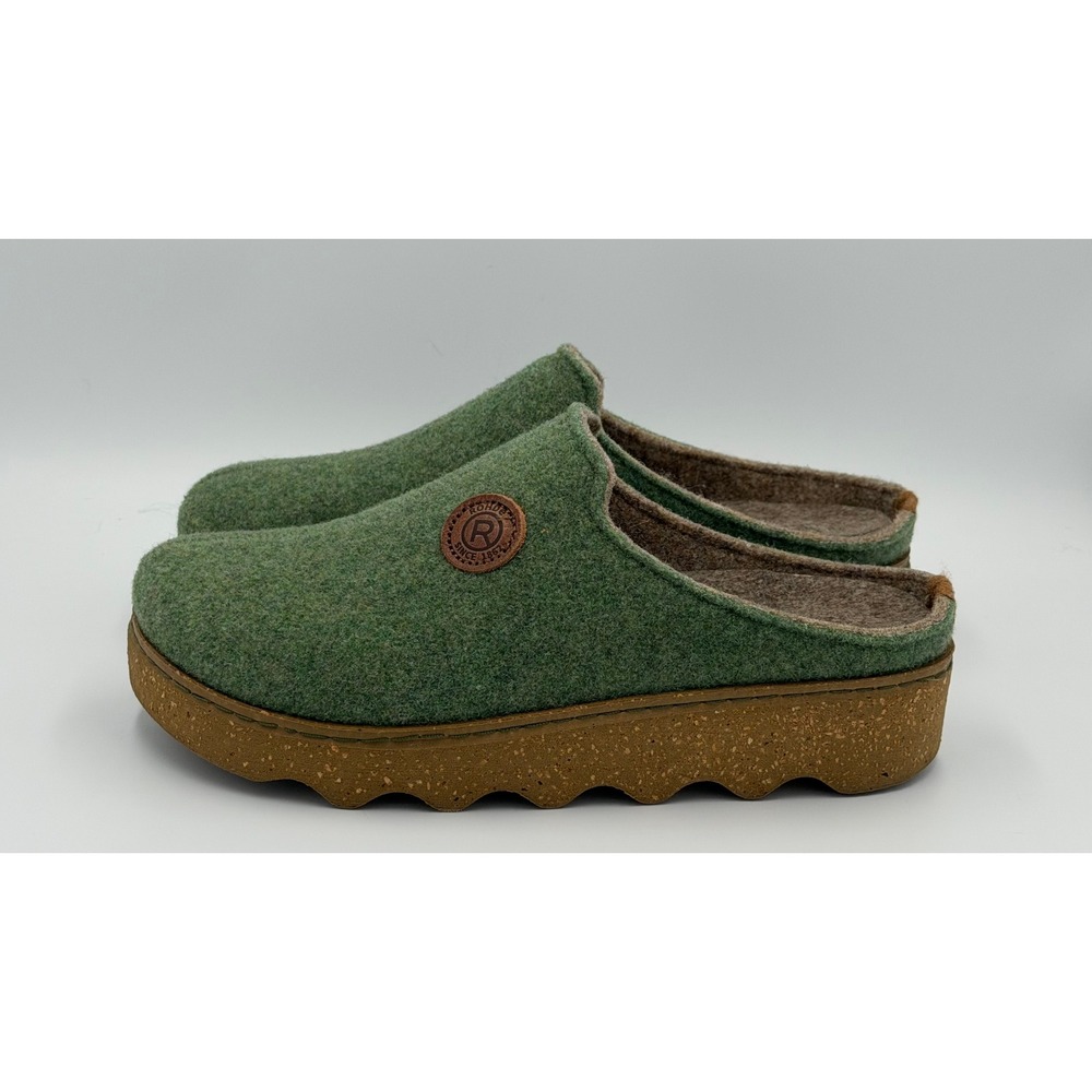 Rohde Felted Wool Mule Clogs Womens 37 Green Platform Slip On Slippers